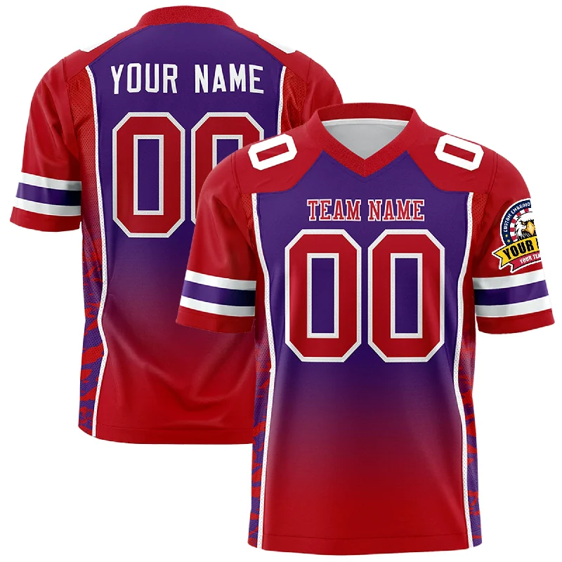 Custom Purple Red Gradient Personalized Side Pattern Authentic Football Jersey