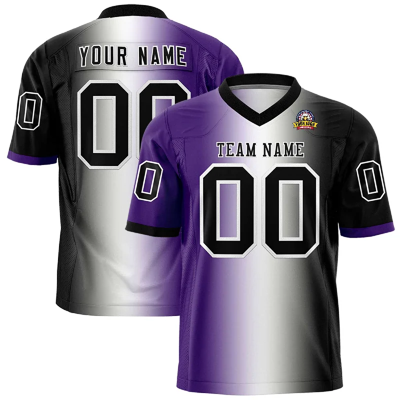 Custom Purple White-Black Personalized Gradient Fashion Authentic Football Jersey