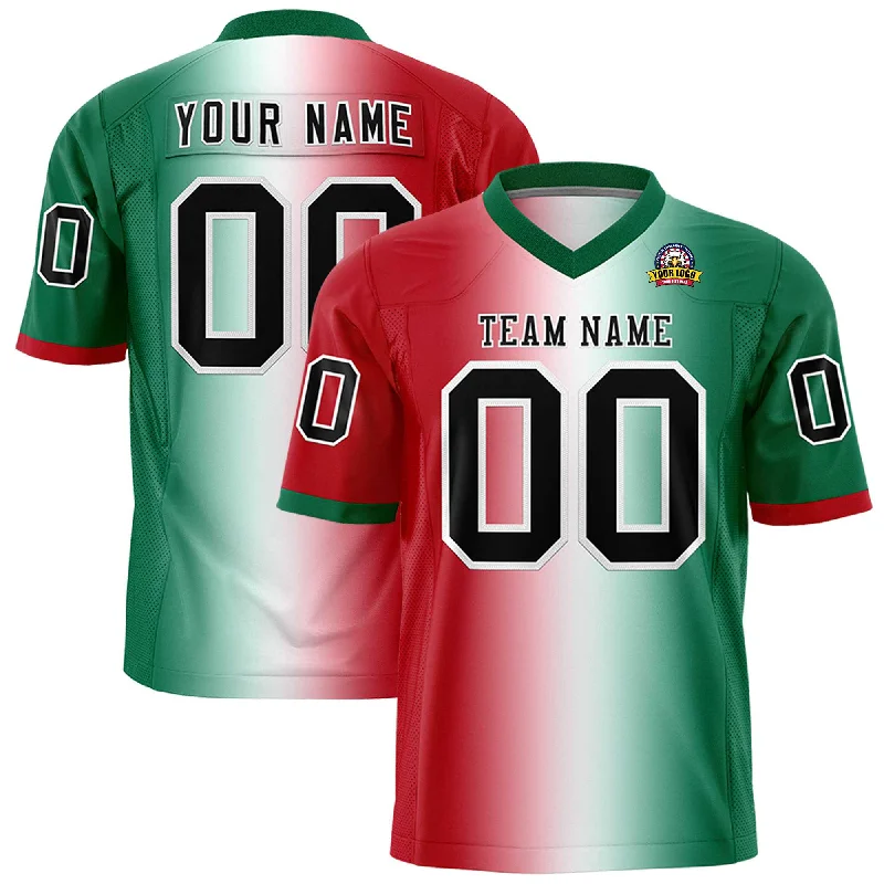 Custom Red White-Kelly Green Personalized Gradient Fashion Authentic Football Jersey