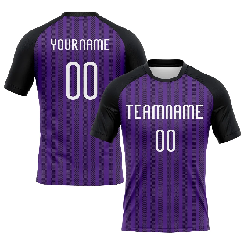 Custom Purple White-Black Lines Sublimation Volleyball Uniform Jersey