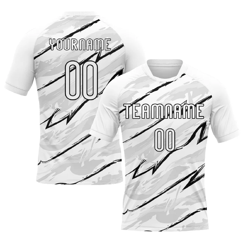 Custom White Black Abstract Brush Sublimation Volleyball Uniform Jersey