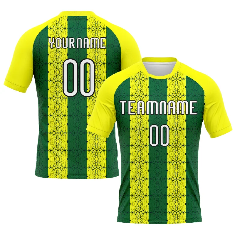 Custom Light Yellow Green-Black Abstract Shape Sublimation Volleyball Uniform Jersey