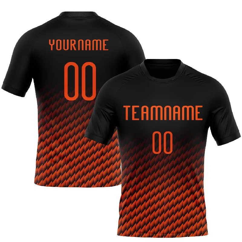 Custom Black Orange Geometric Shape Sublimation Volleyball Uniform Jersey