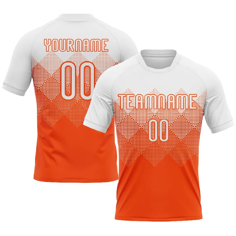 Custom Orange White Geometric Shape Sublimation Volleyball Uniform Jersey