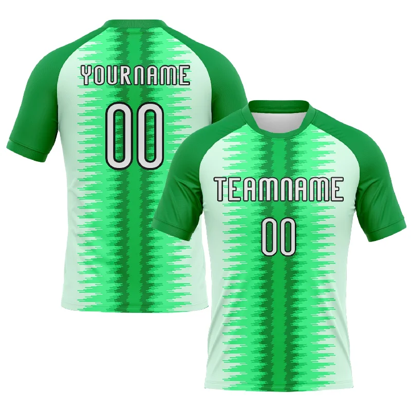 Custom Kelly Green White-Black Abstract Lines Sublimation Volleyball Uniform Jersey