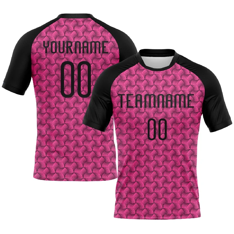 Custom Pink Black Geometric Shape Sublimation Volleyball Uniform Jersey