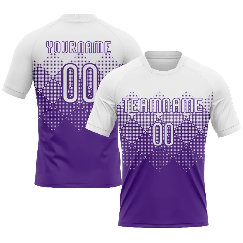 Custom Purple White Geometric Shape Sublimation Volleyball Uniform Jersey