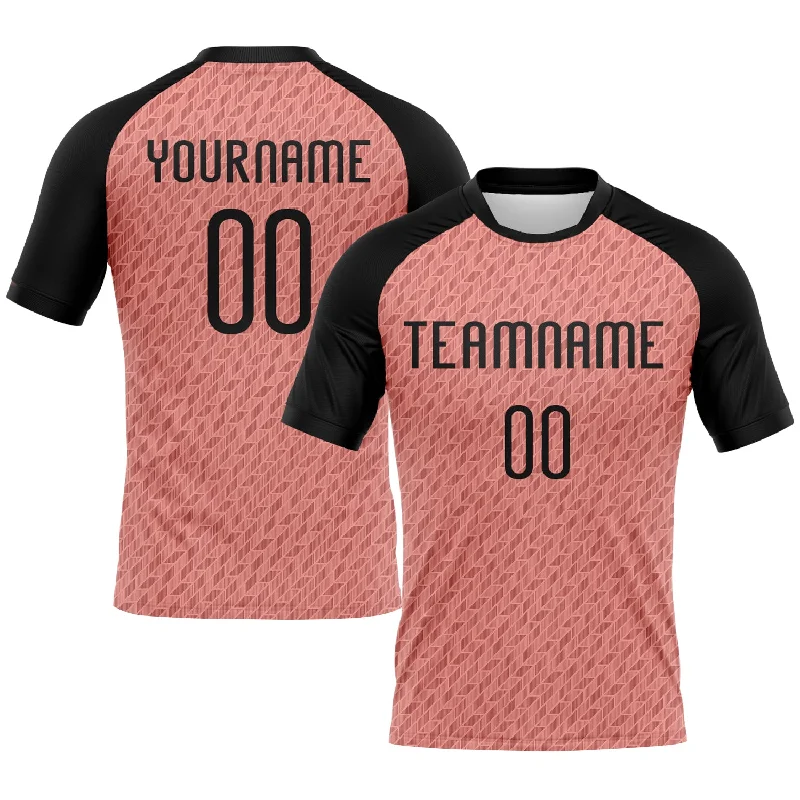 Custom Light Pink Black-White Geometric Shape Sublimation Volleyball Uniform Jersey