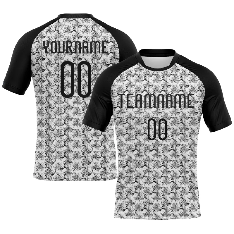 Custom White Black Geometric Shape Sublimation Volleyball Uniform Jersey