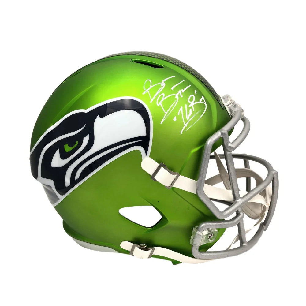 Brian Bosworth Signed Inscribed "BOZ" Seattle Seahawks Green AMP FS Alternate Helmet JSA COA