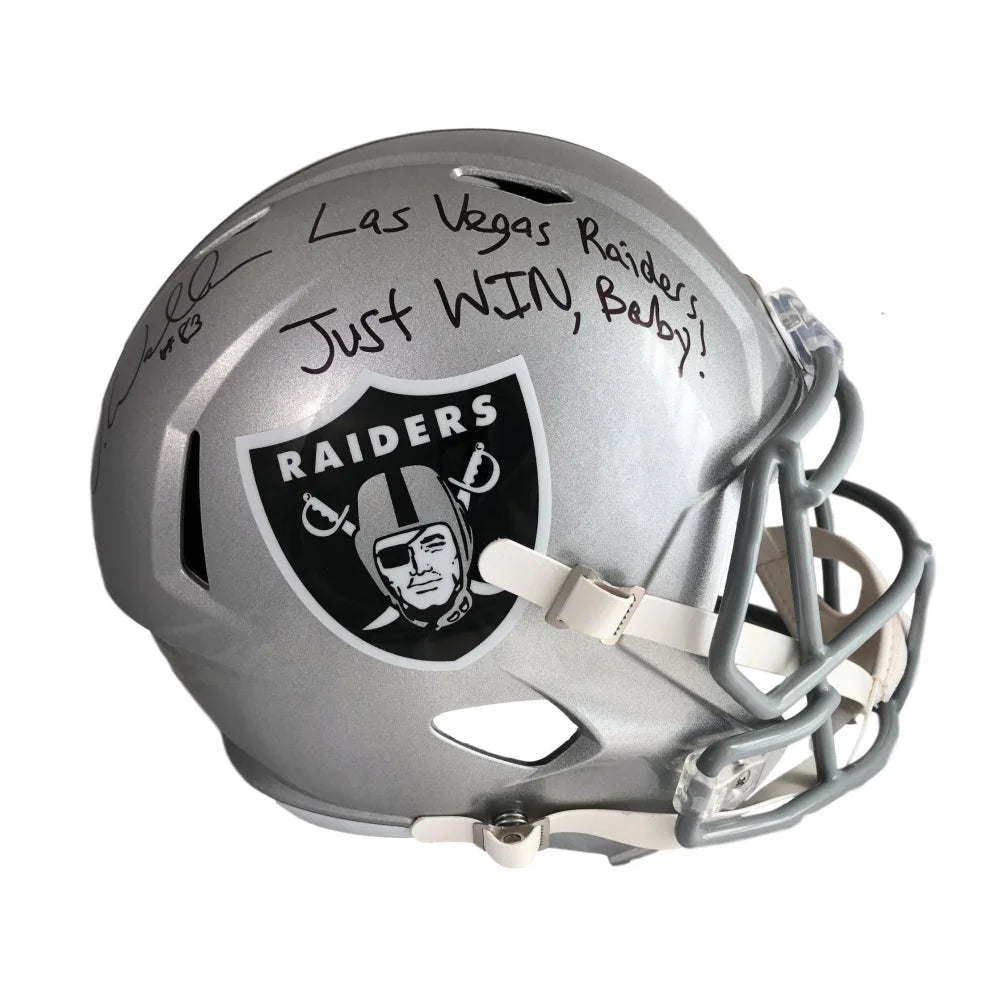 Darren Waller Signed Inscribed "Las Vegas Raiders & Just Win" FS Helmet COA JSA Oakland Autograph