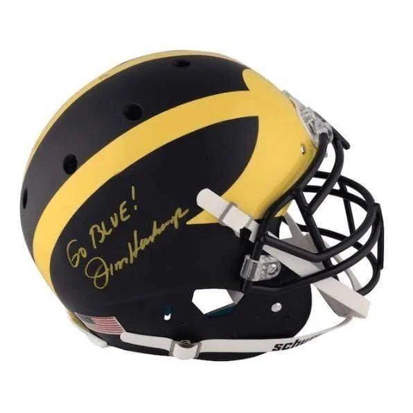 Jim Harbaugh Signed Michigan Authentic Helmet Matte Inscribed "Go Blue" COA Fanatics