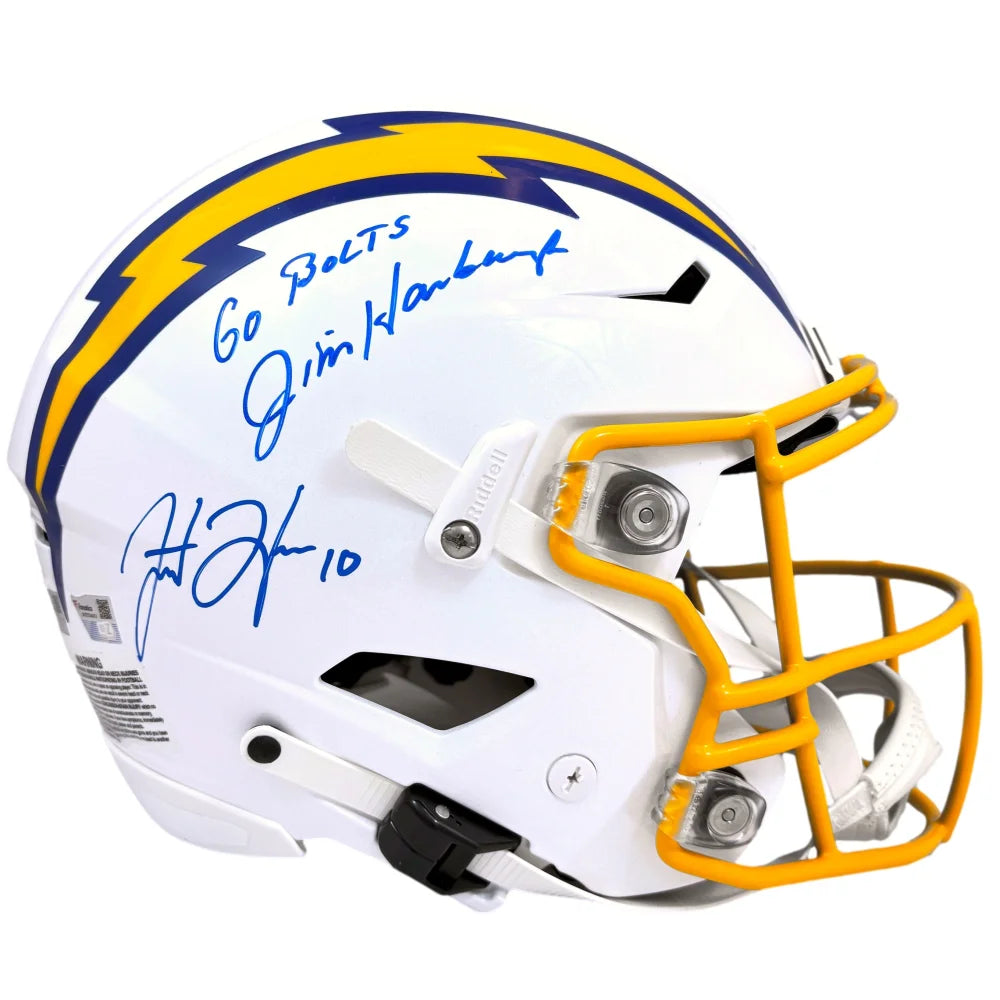 Justin Herbert John Harbaugh Signed LA Chargers Full Size Speed Helmet BAS COA Autographed Authentic Flex